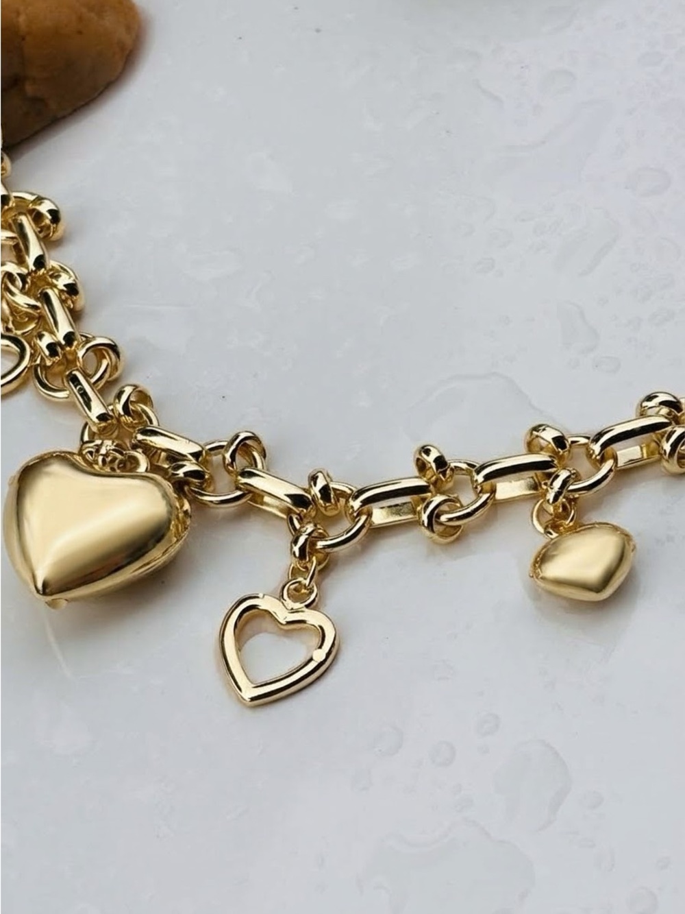 Gold Heart Charm 20 inches length - Women's Jewelry